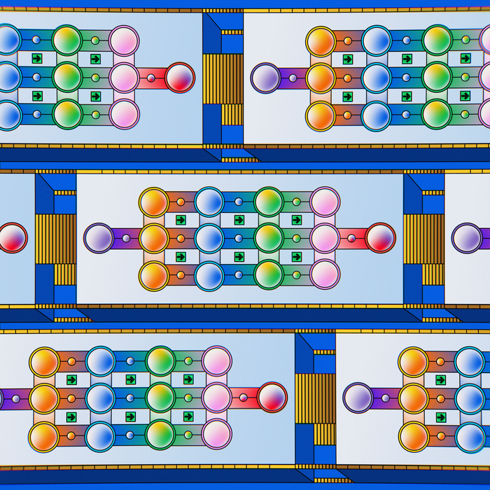 Abstract visual representation of a neural network with vibrant colors, showcasing AI technology principles.